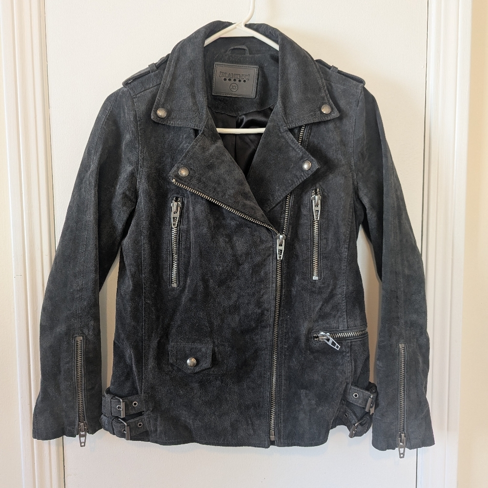 BlankNYC Suede Dark Gray Black Moto Biker Jacket - Picture 8 of 9